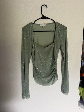 Francesca’s Sage Green Celestial Long Sleeve Top